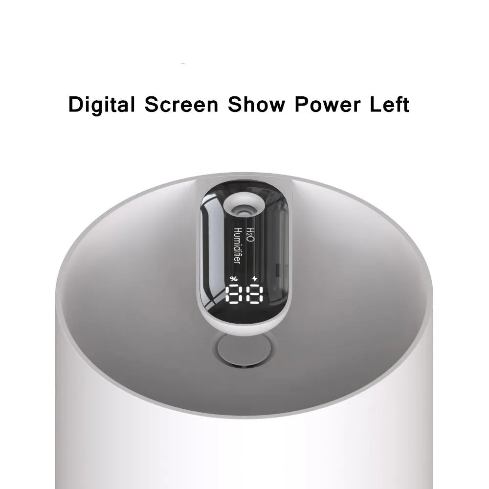 Wireless humidifier in white with USB cable, 1.0-2.5 litre tank for small rooms
