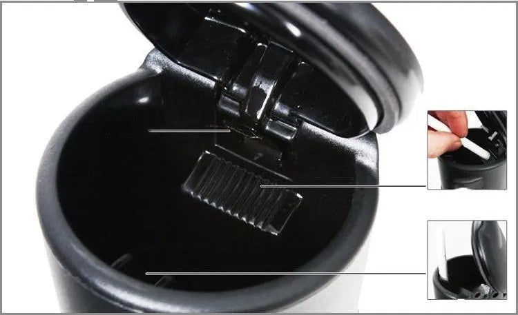 Black covered car ashtray in high flame retardant PBT, high temperature resistant, about 250g, universal fit