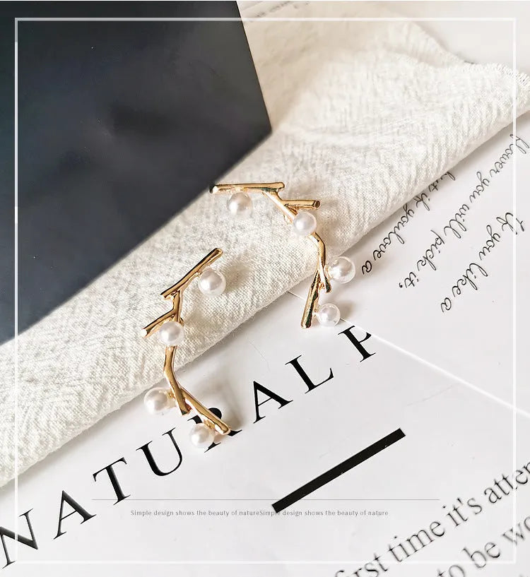 Women's personalized pearl net drop dangle earrings with a silver tone finish