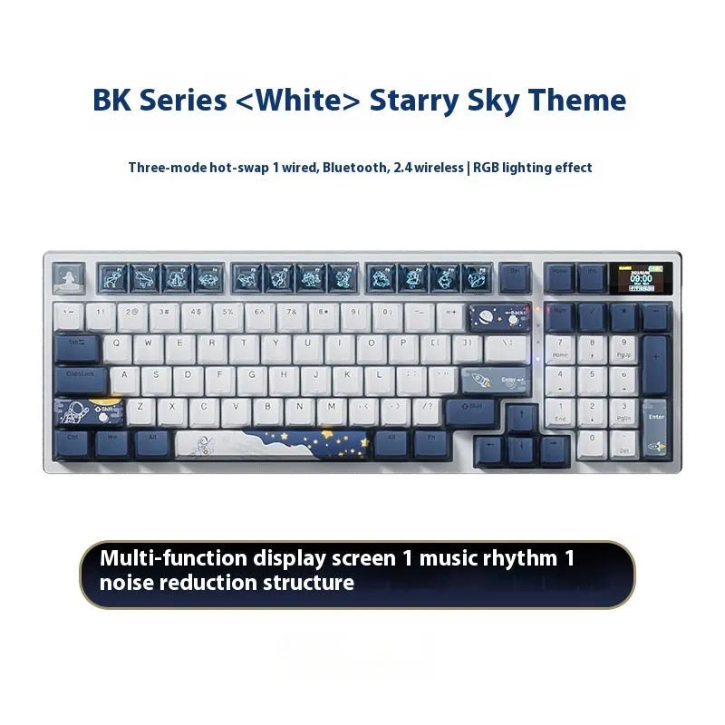 Wireless mechanical keyboard with RGB backlight and hot-swap PCB in three-mode Bluetooth 2.4 GHz wired layout