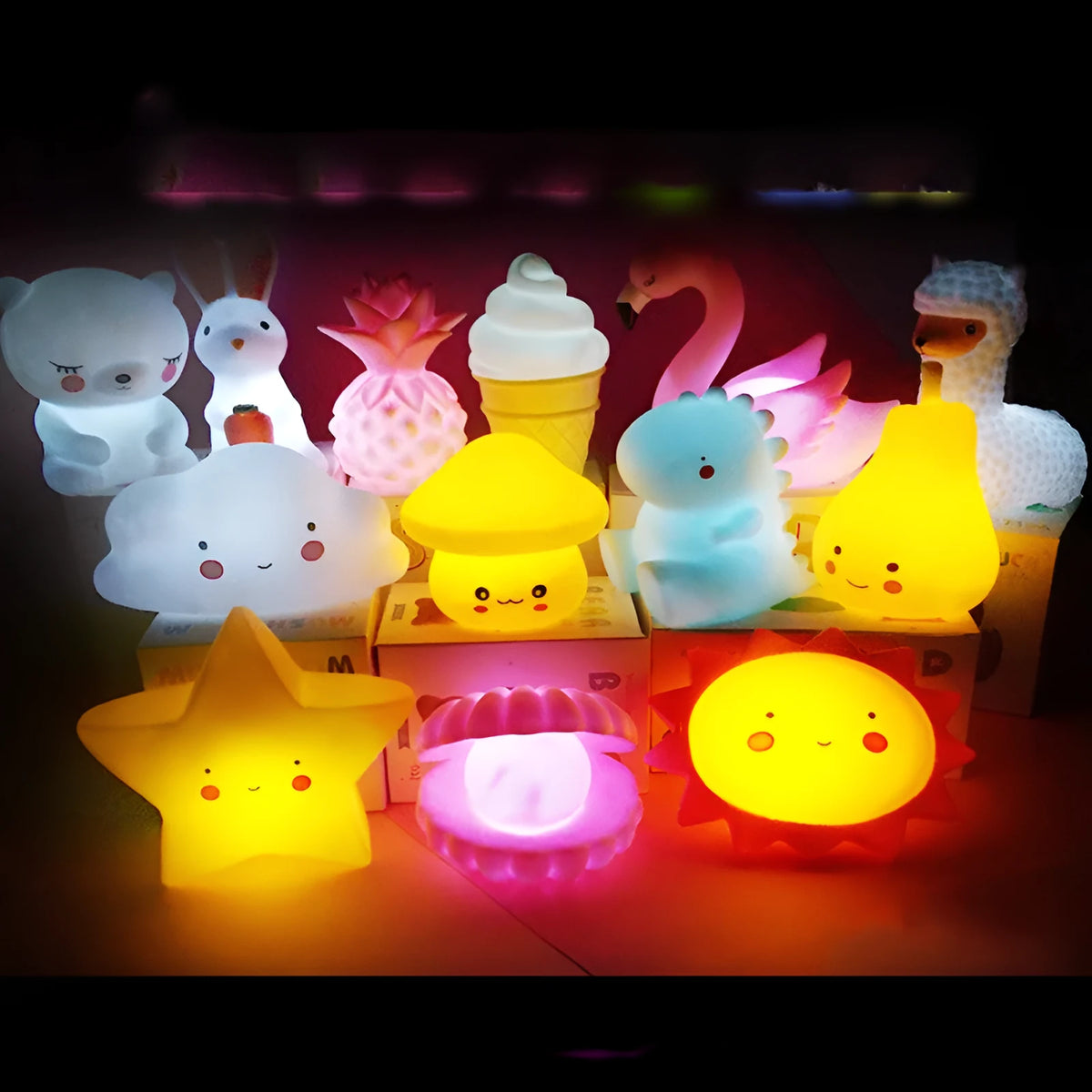 Cartoon vinyl LED night light in unicorn design for children aged 7-14