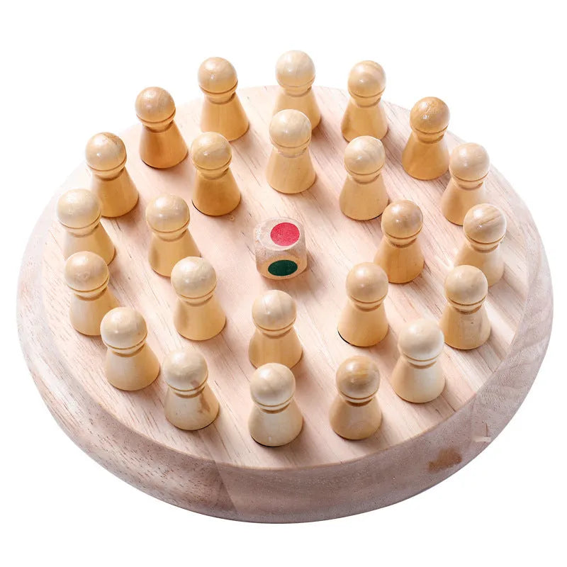 Beech wood children's memory chess game with storage box for colour education