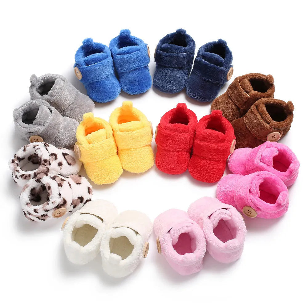 Velcro baby shoes soft soled walking shoes with fleece upper in 11cm 12cm 13cm and ten colours