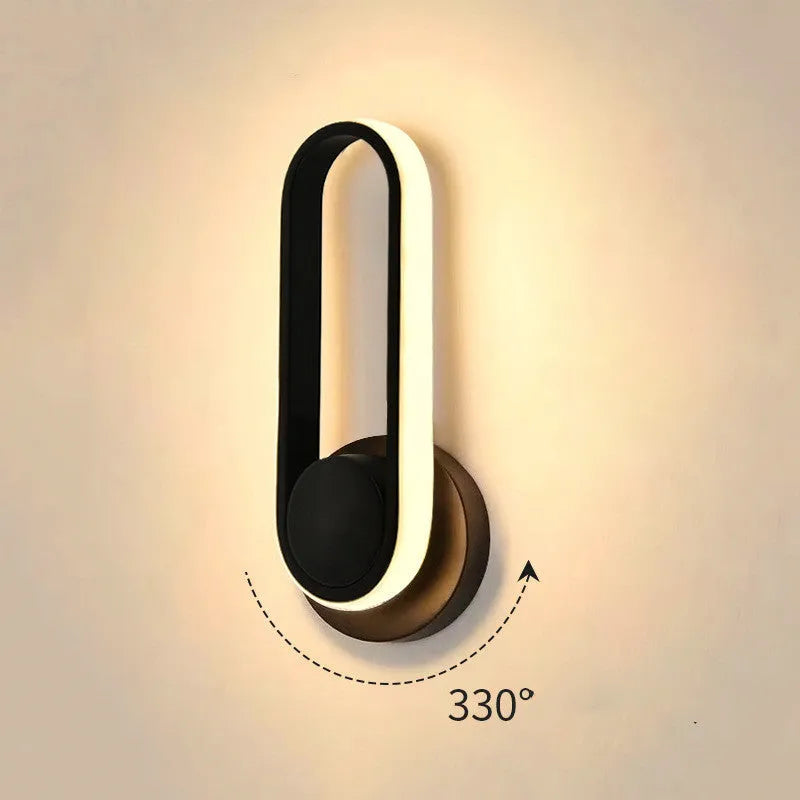 Rotatable acrylic LED wall lamp with metal iron body, 12 x 30 cm, E27 cap, black or white