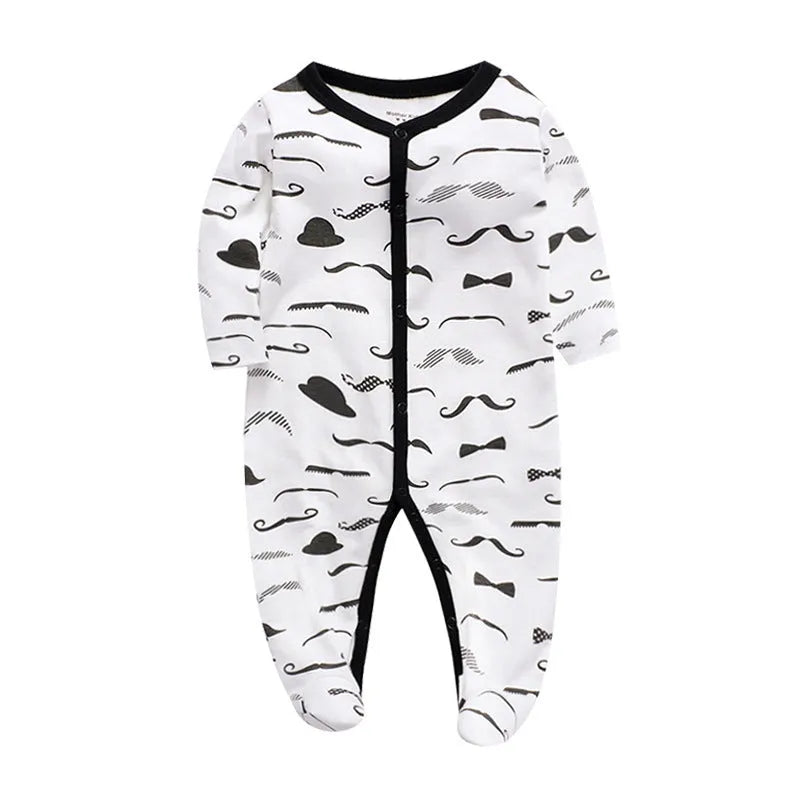 Cotton one-piece baby romper with dinosaur print for infants 3-12 months