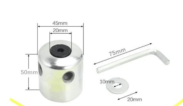 Luzhu silver aluminium lawn mower grass trimmer head replacement kit with four light yellow ropes and wrench