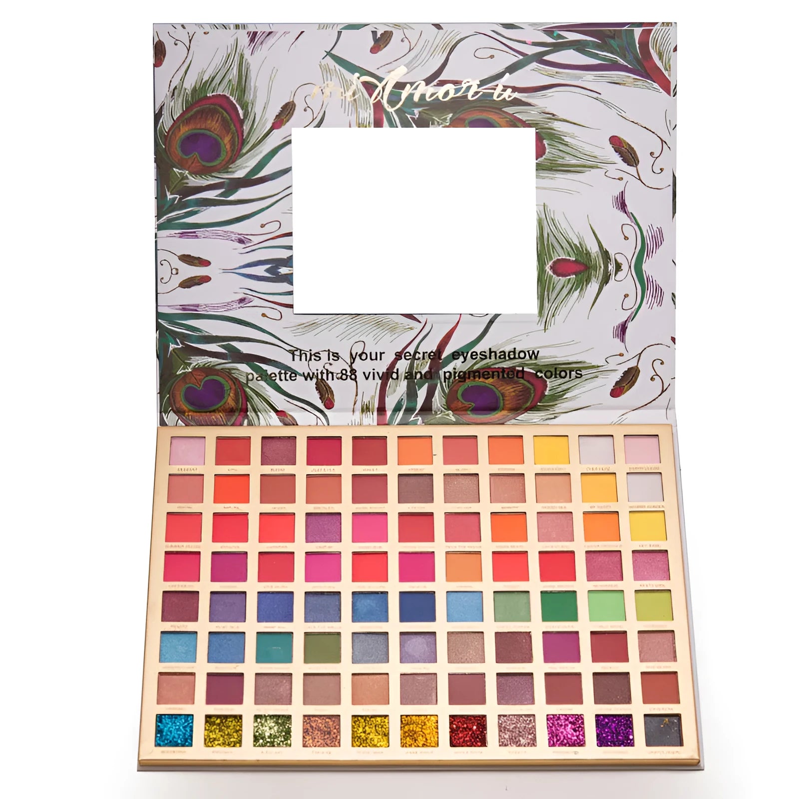 88-colour eye shadow tray with 39 glitter 39 matte shades in photo colour, magnetic cover, 30.5x22.7x1.2cm