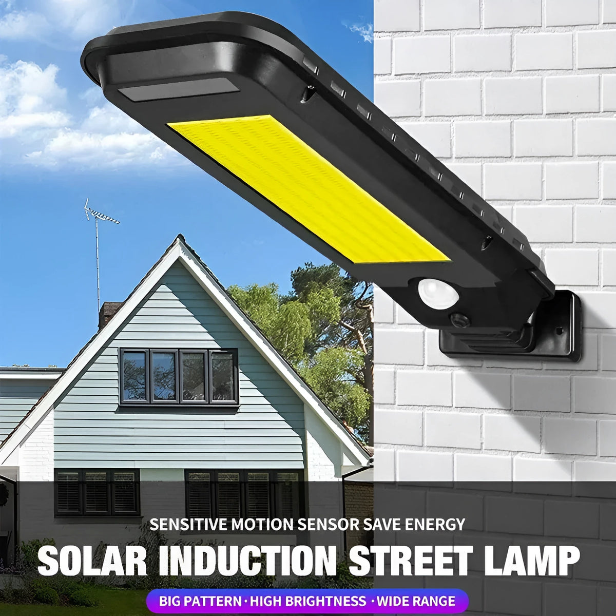 Solar human body induction wall lamp, ABS housing 96x124x48mm, 1200mAh battery, 20 LED patches, 3-5m detection