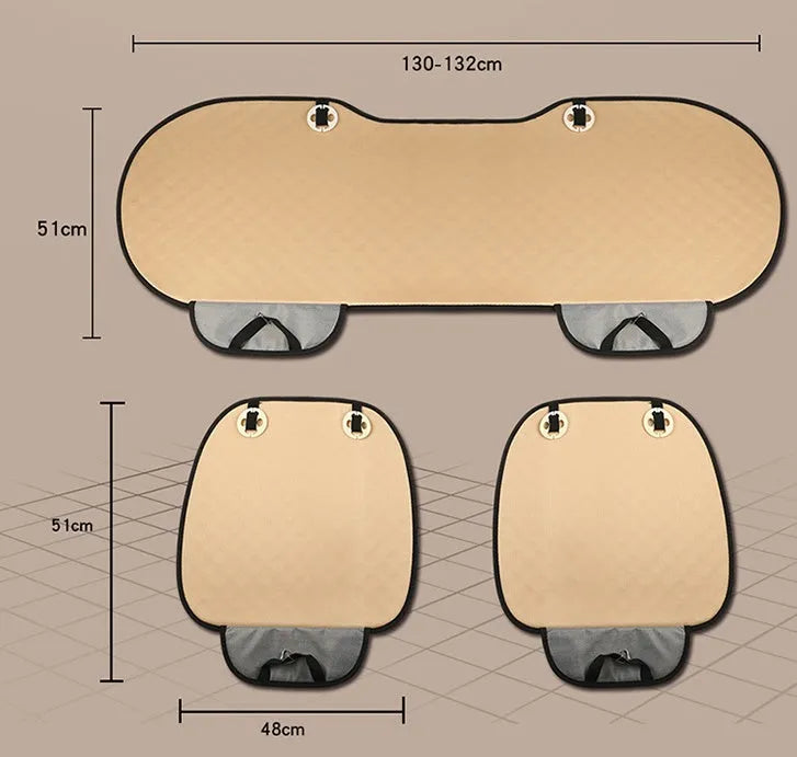 Flax car seat cover protector in linen fabric, beige colour, universal fit for front seat