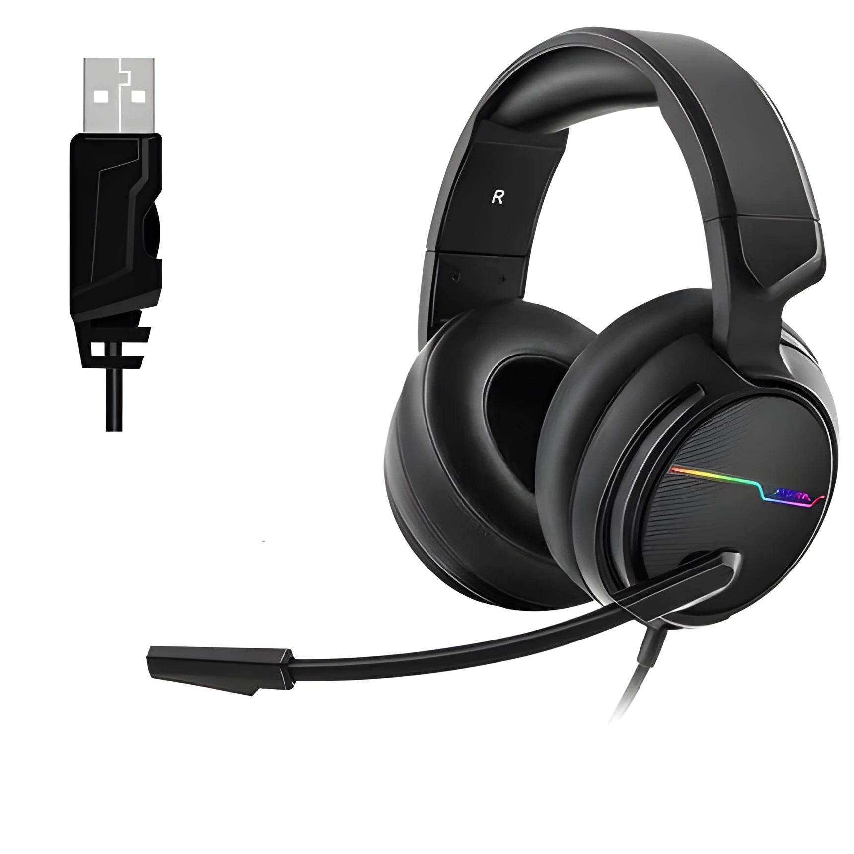 Siberian V20 gaming headset in black plastic with 50mm speaker and 7-colour light vibration