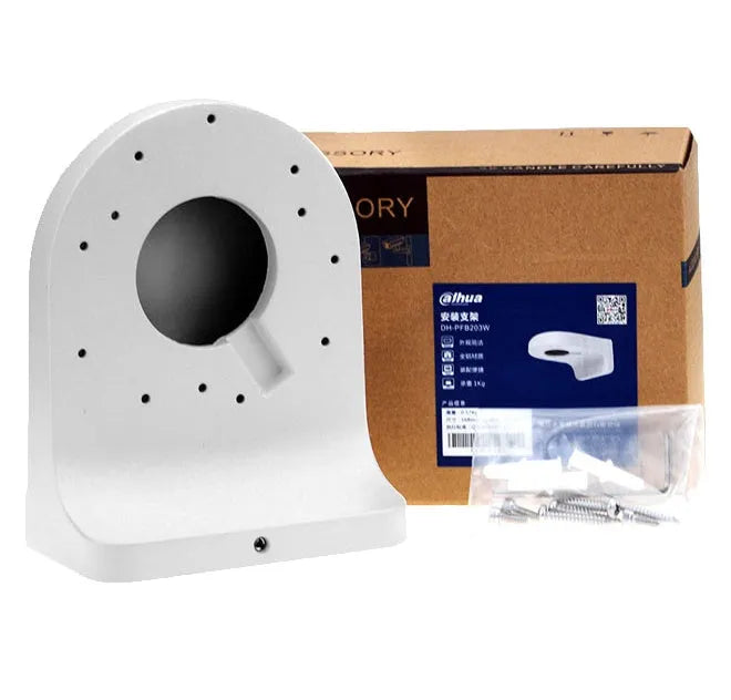 White aluminum alloy wall mounted camera bracket with painted finish for indoor outdoor security cameras