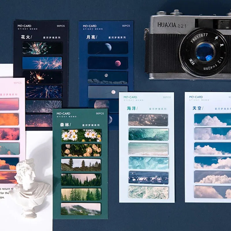 90 reusable night sky star index cards in celestial colours with writable PET plastic surface