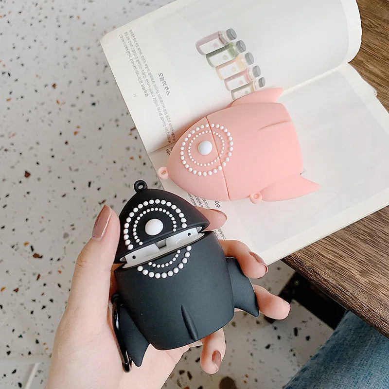 Black and pink silicone protective cases for Apple AirPods 1 and 2