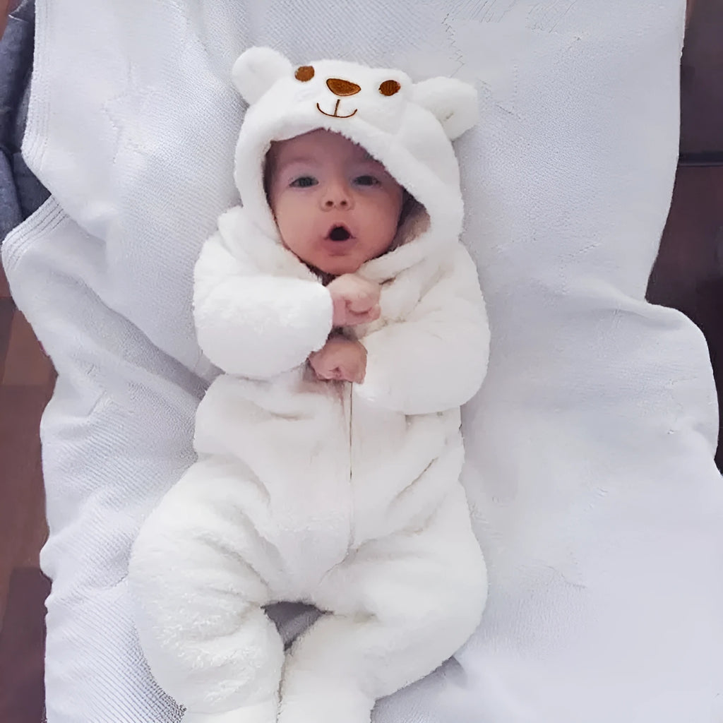 Cotton newborn foot coveralls with long sleeves in size 66cm for infant boys and girls