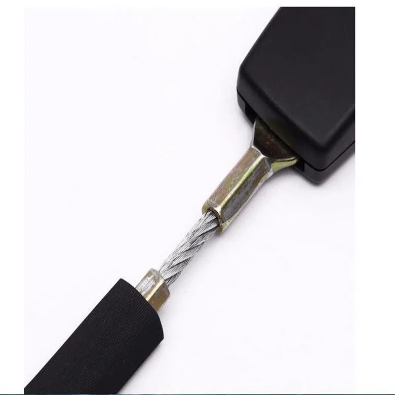 Black car seat belt extender 250mm length model 805 with polyester webbing and steel buckle
