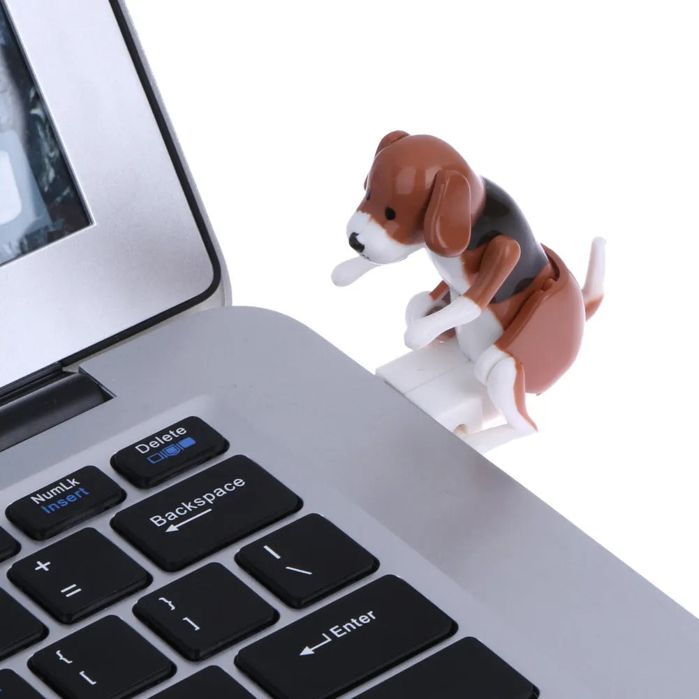 Portable mini brown USB powered dog figure for desktop computer stress relief