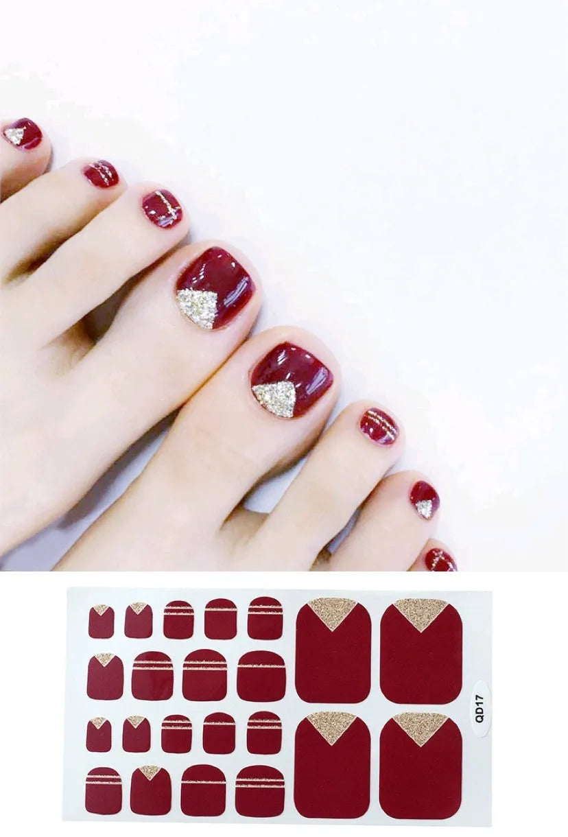 Cute waterproof foot nail sticker in pink colour for toenail decoration on normal specification sheet