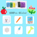 Static plastic toys in multiple colours in a transparent plastic storage box