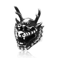 Men's stainless steel ring with dragon motif available in multiple sizes and two colour finishes
