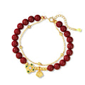 Sterling silver women's bracelet with geometric design featuring Ruyi, Xiangyun motifs and cinnabar flower detail.