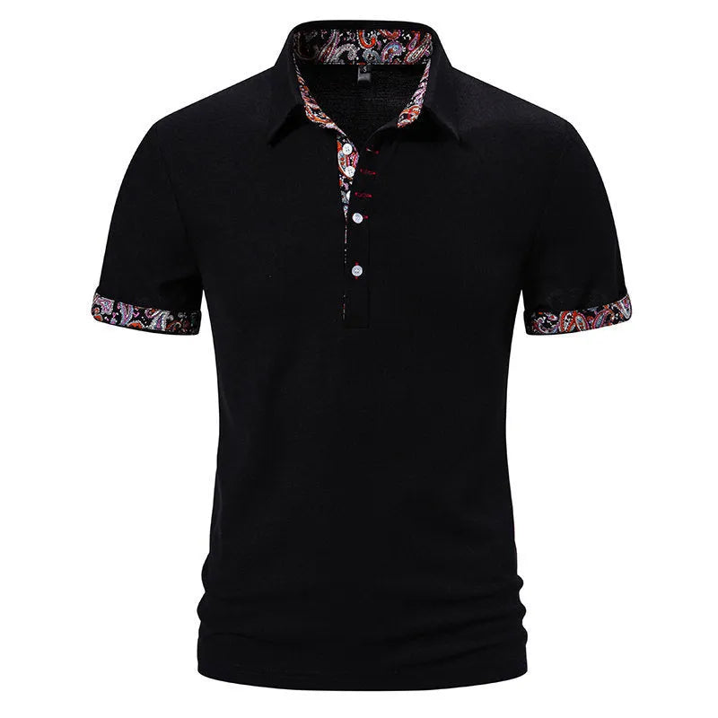 Men's classic polo shirt in cotton blend fabric with short sleeves and turnover collar.