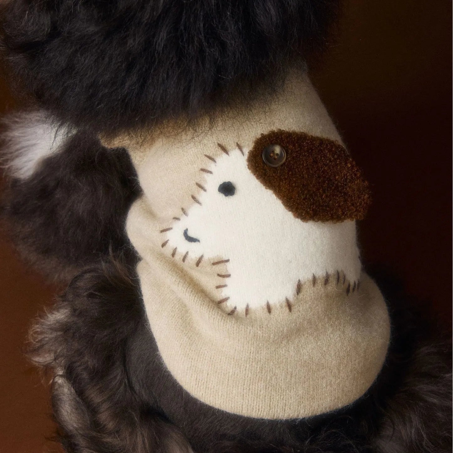 Red wool sleeveless sweater vest for small dogs like Schnauzer, Teddy, Bichon, shown on pet