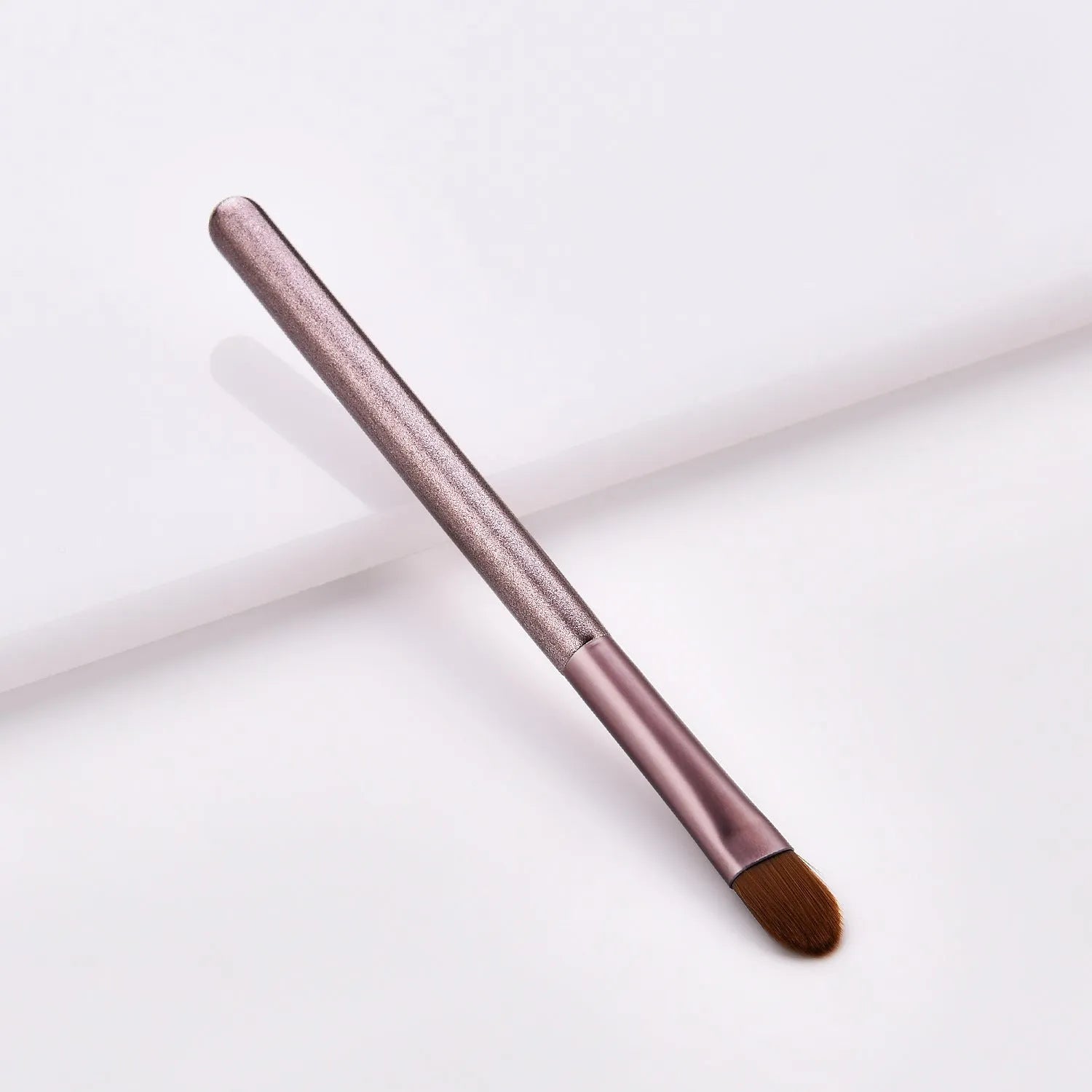 12 piece makeup brushes set with nylon bristles and wooden handles in a small grape beauty design