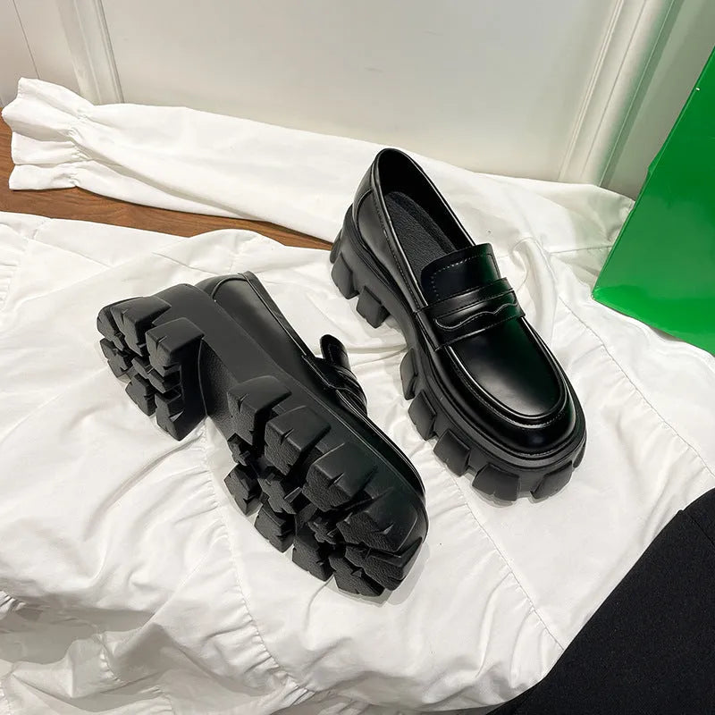 British style wide fit loafers in matte or patent leather with fat foot design and rubber soles