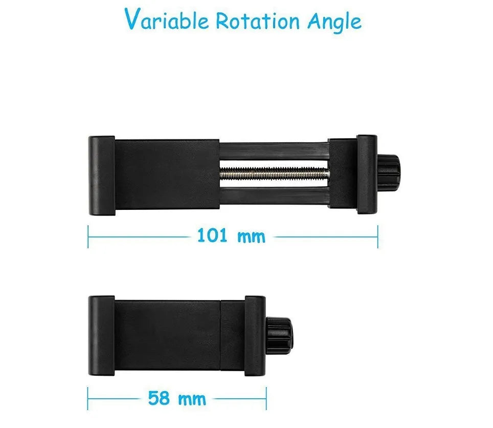Black universal mount cell phone clipper holder with adjustable clip for 5.6-10.2cm devices