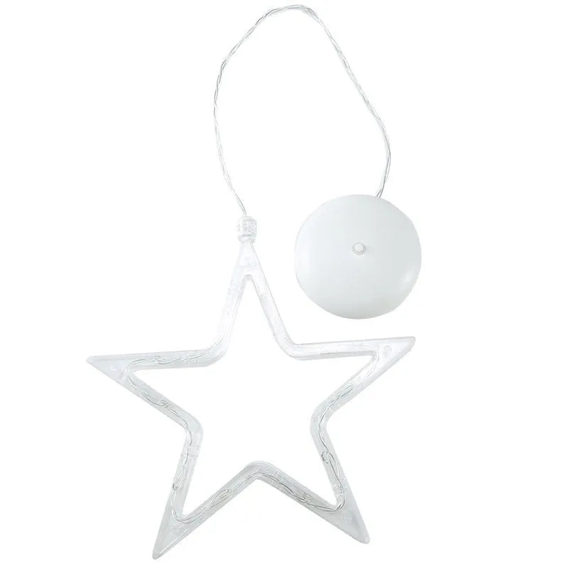 Battery-powered Christmas LED chandelier light with suction cups, showing Santa Claus design.