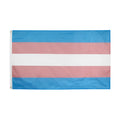 Transgender rainbow flag made of polyester fabric measuring 90x150cm displayed outdoors