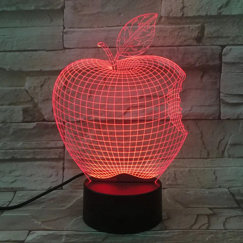 A colourful 3D fruit-shaped LED night light with a touch control panel.