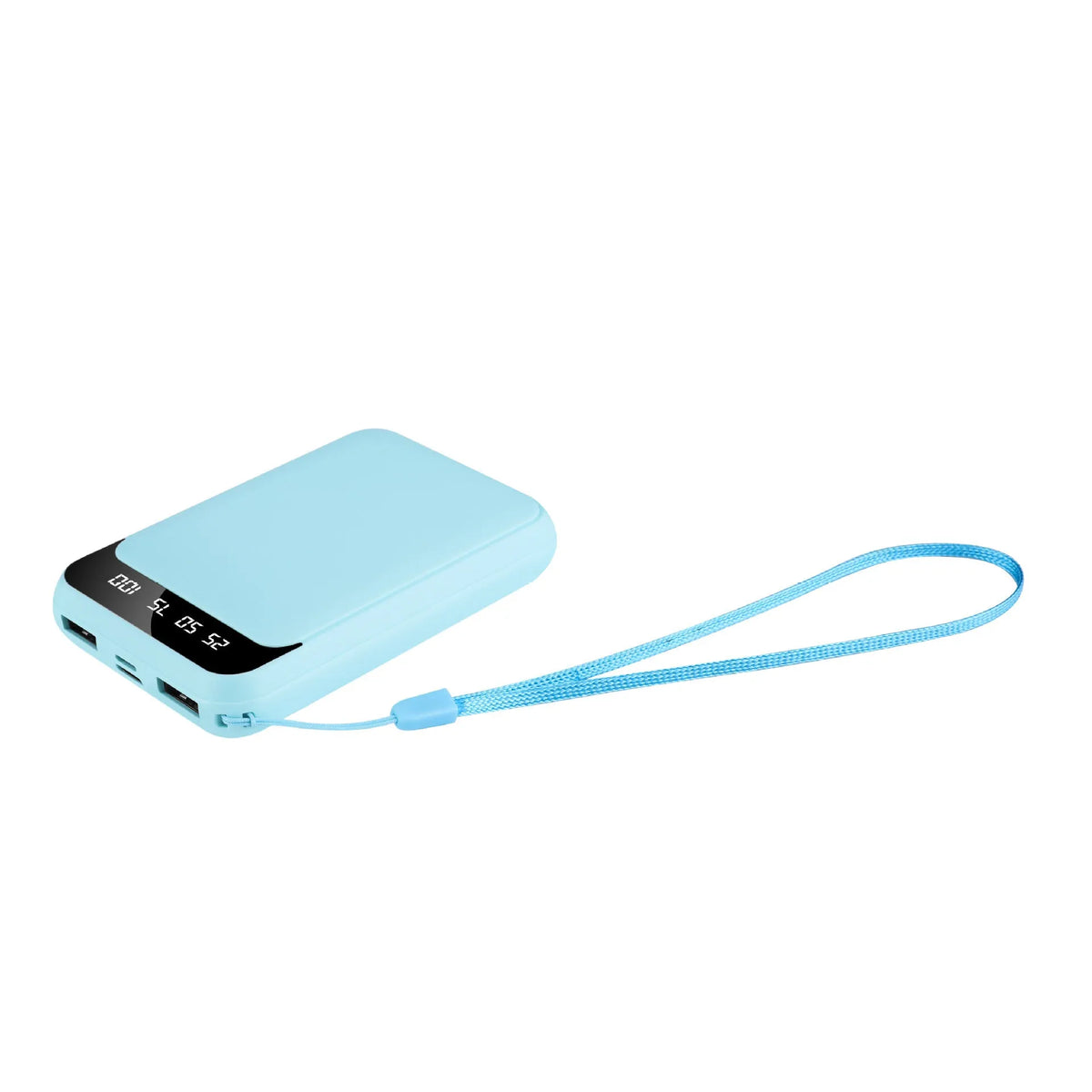 10000mAh mirror digital display power bank in black with LCD charging indicator