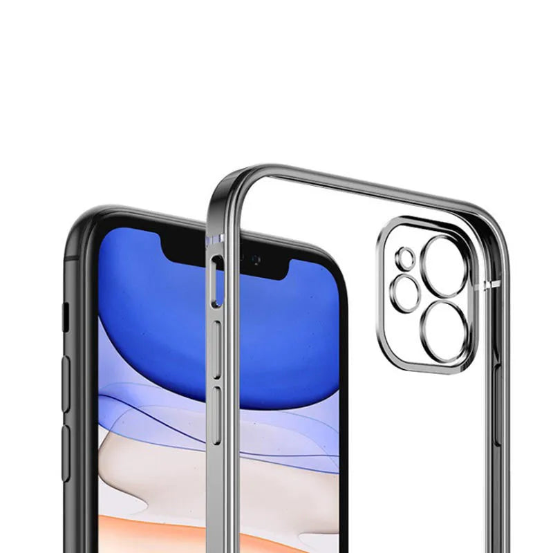 Electroplated silicone TPU protective cover for iPhone magnetic phone cases in solid colours.