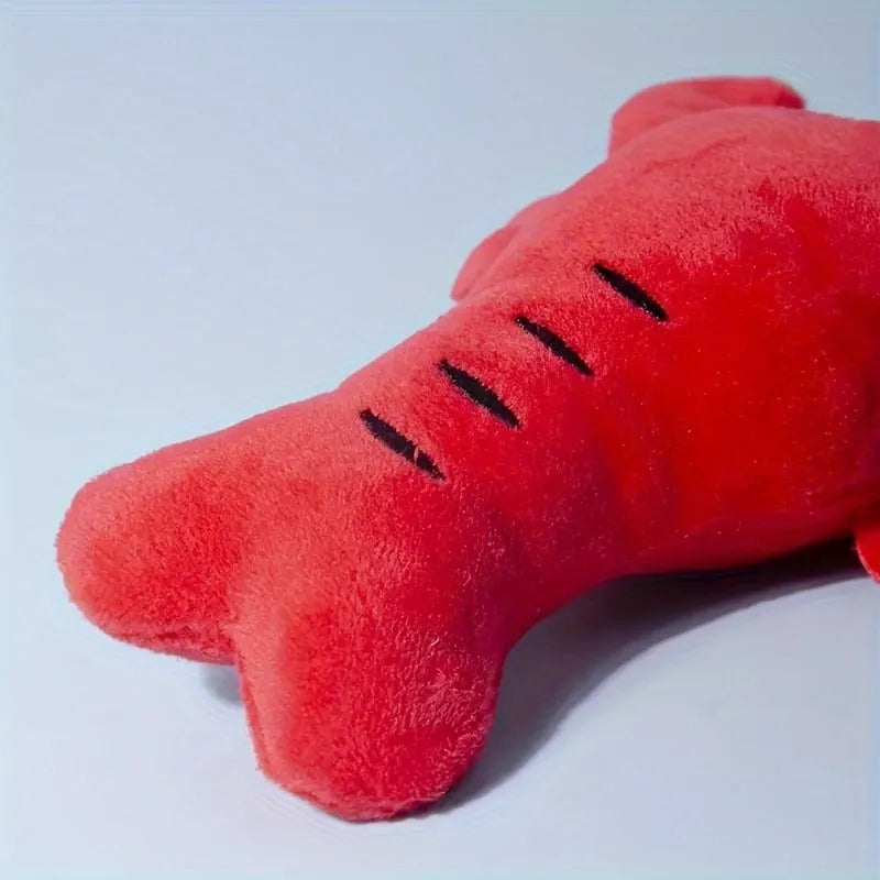 Red lobster stuffed dog toy with squeaker for small and medium dogs