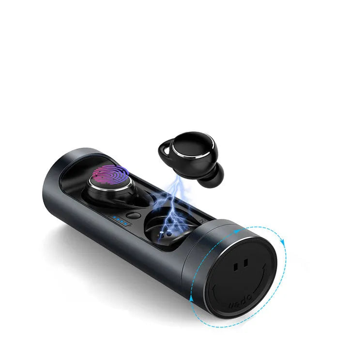 Bluetooth 5.0 wireless headset in dark grey, red, or silver colour options.