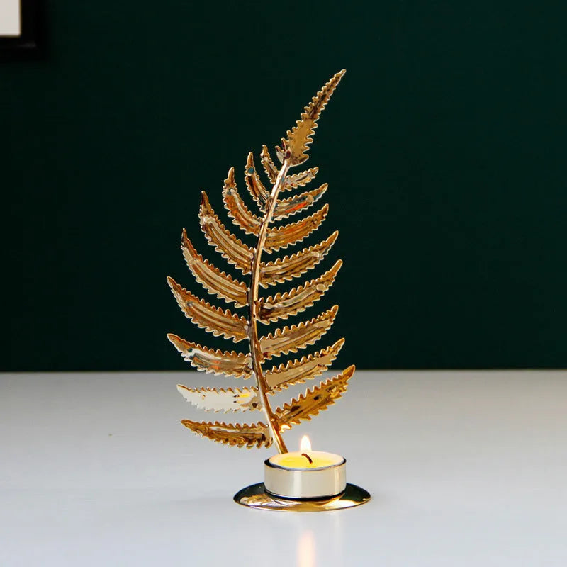 Golden metal candle holder with three style options A B C for table decoration