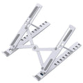 Black foldable desktop cooling bracket showing 10 adjustable positions for laptop ventilation