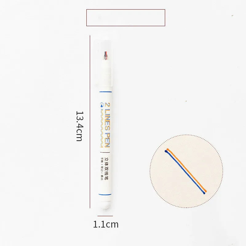 Stereo double line pen with two colours and 0.5mm tip for student note-taking