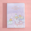 Waterproof A6 notepad with amusement park theme design, showing thread binding and soft PU cover