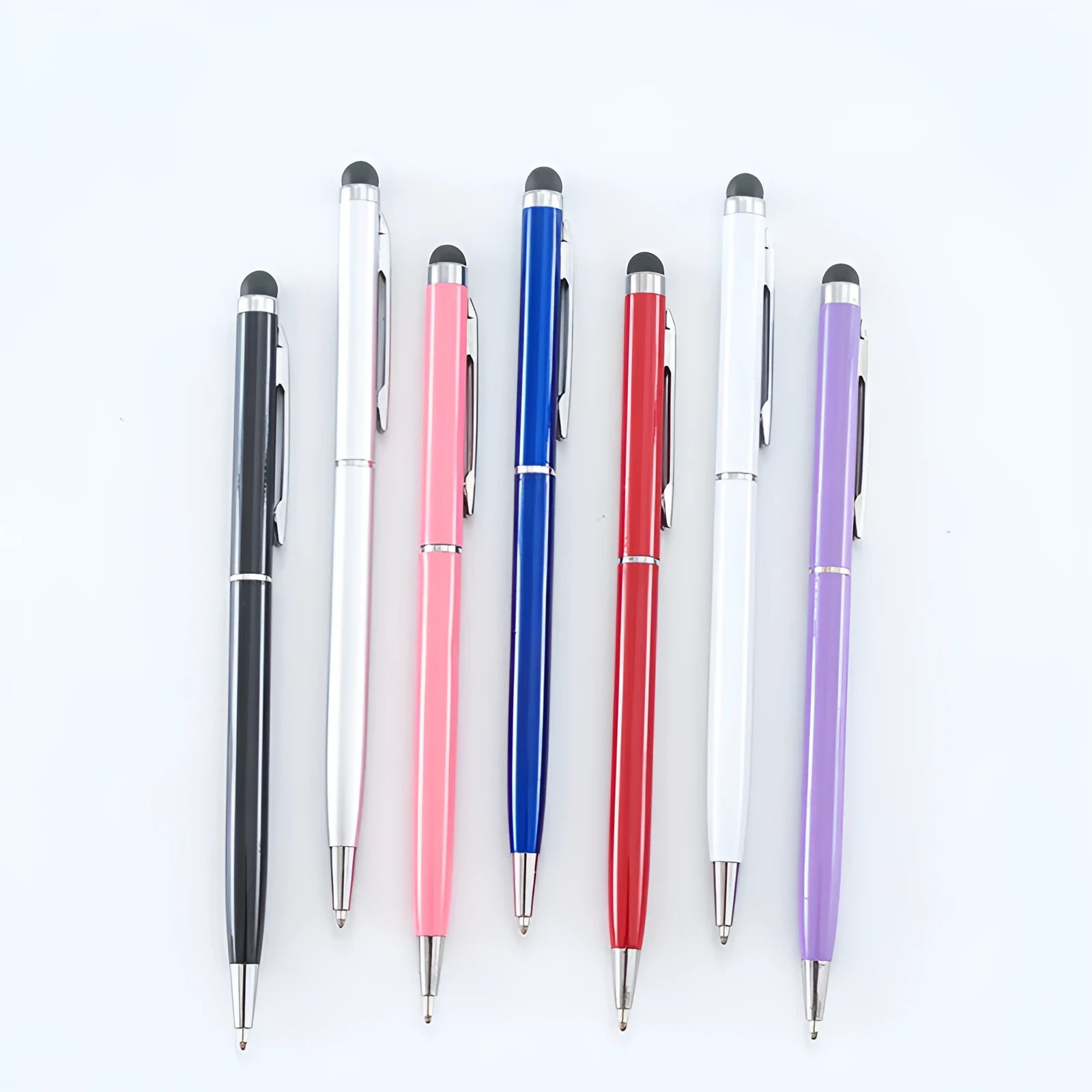 Rotating touch screen metal capacitive pen with 0.5mm tip in seven colour options