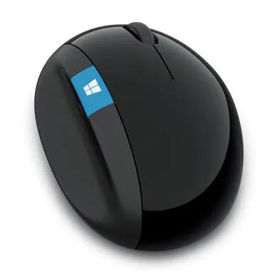 Microsoft wireless ergonomics mouse in black with normal size design and 2.4GHz receiver
