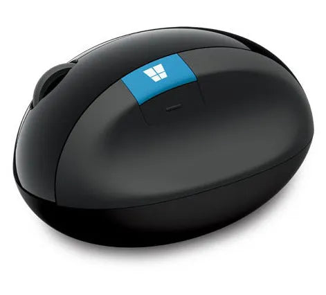 Microsoft wireless ergonomics mouse in black with normal size design and 2.4GHz receiver