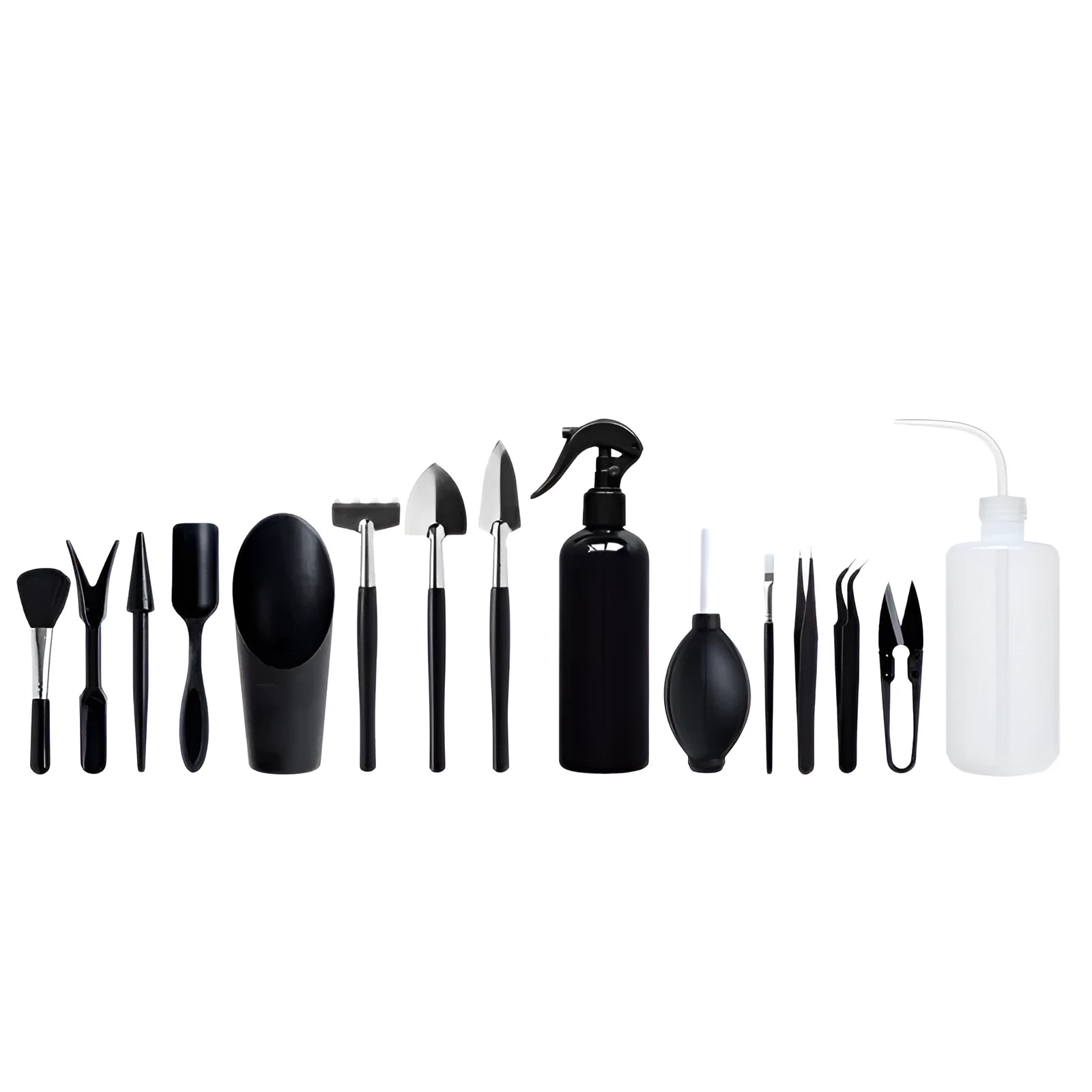 Succulent and bonsai gardening tool set with 15 pieces including tools and a 75cm square cushion.