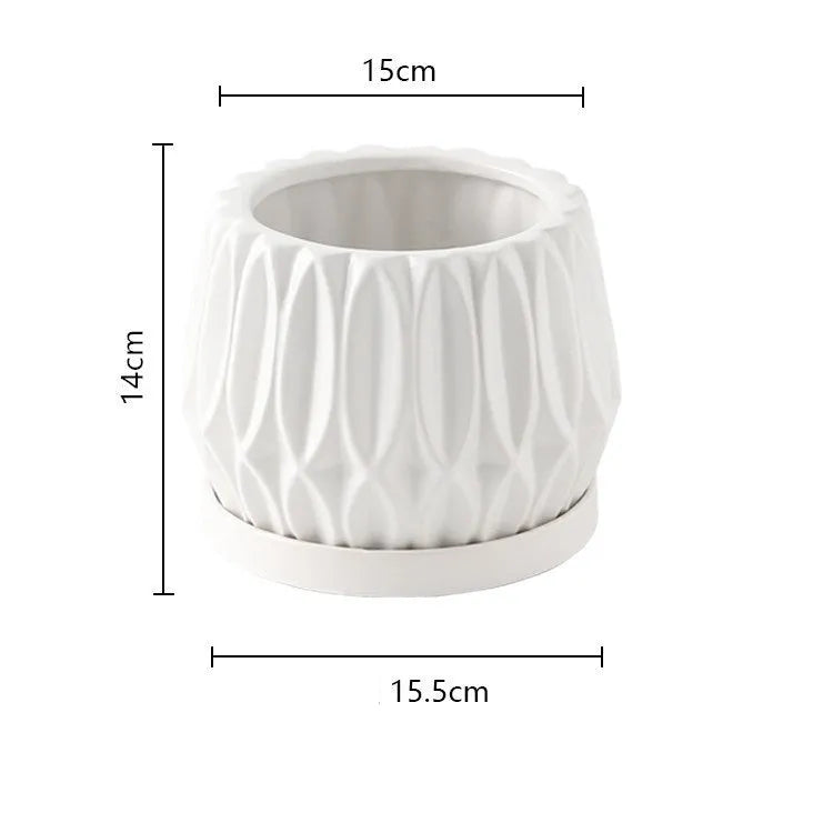 Medium grey ceramic flowerpot for tabletop indoor plants