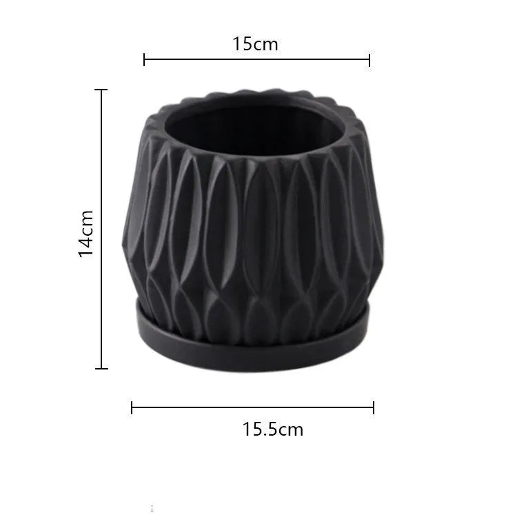 Medium grey ceramic flowerpot for tabletop indoor plants