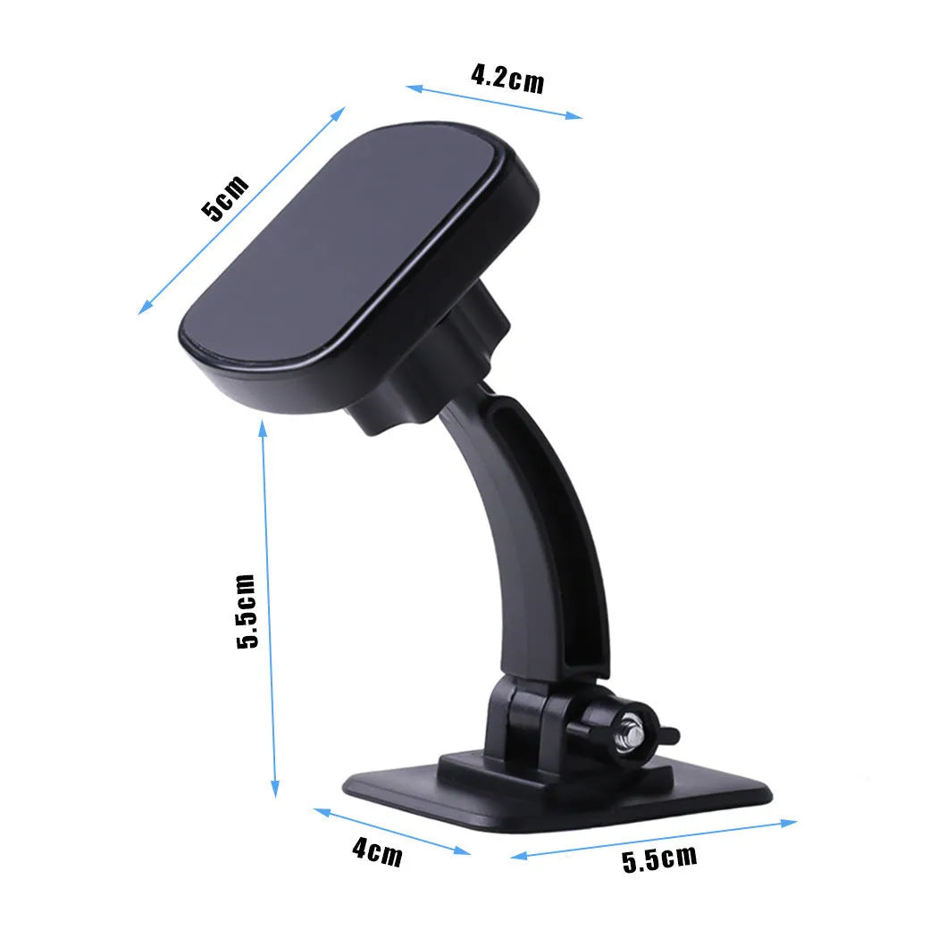 Black adjustable magnetic car phone holder, ABS plastic and magnet, 7x6x8cm, for car centre console or desk