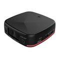 Black square Bluetooth audio adapter with optical and AUX ports, showing CSR8675 chip support.