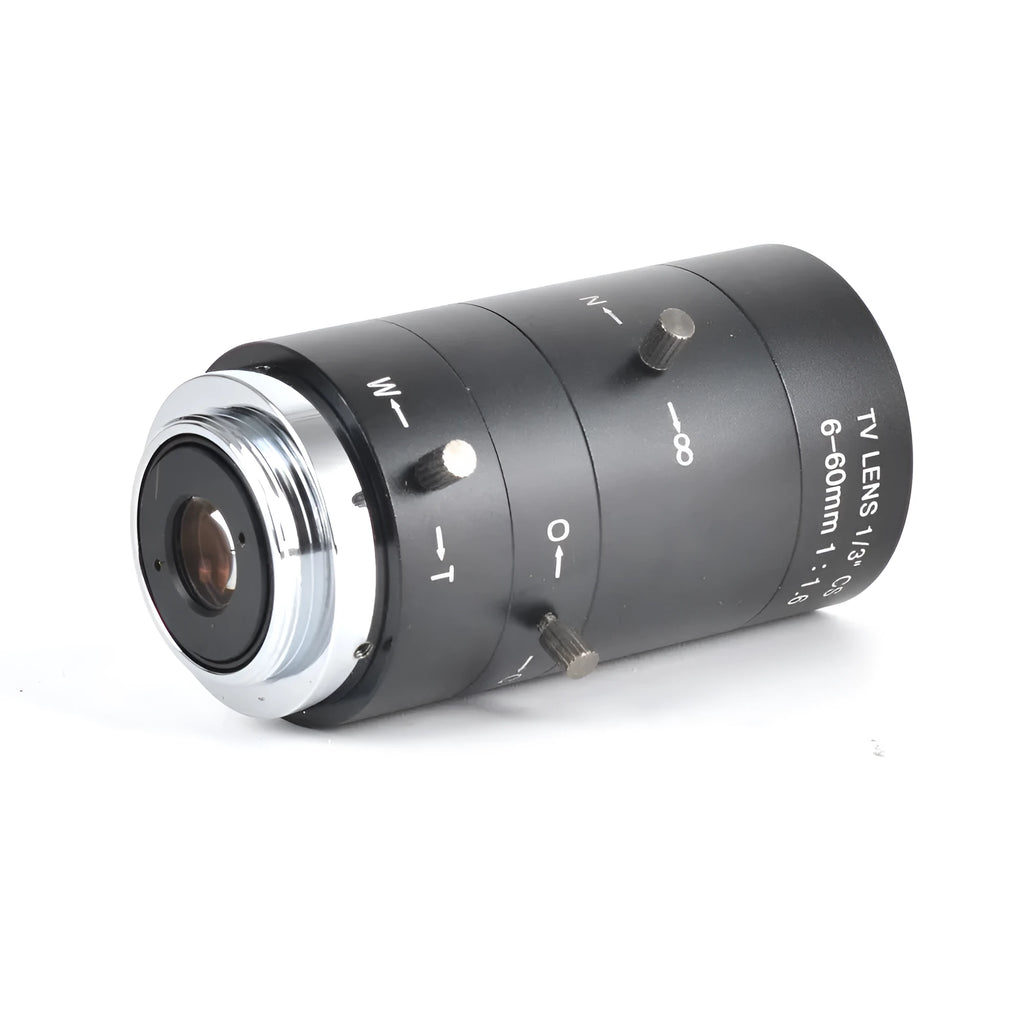 Black manual aperture 6-60mm CS mount camera lens for 1/3 inch sensor cameras