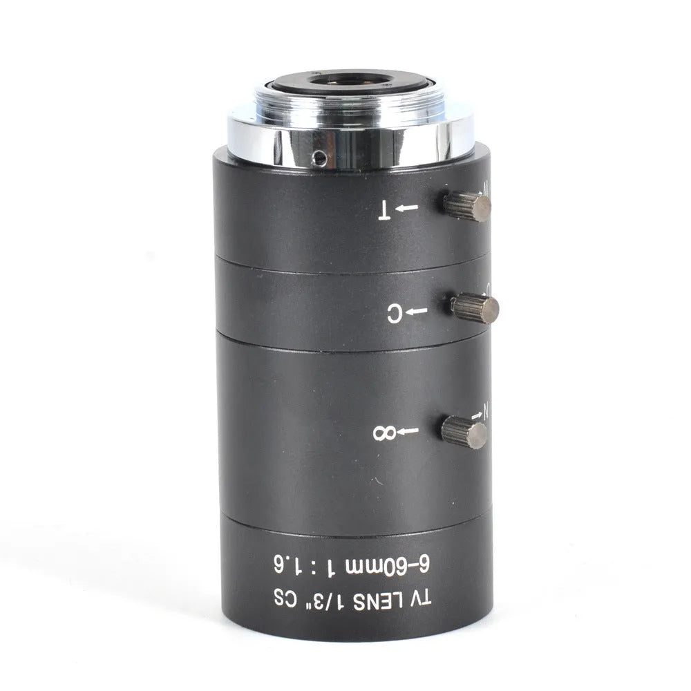 Black manual aperture 6-60mm CS mount camera lens for 1/3 inch sensor cameras